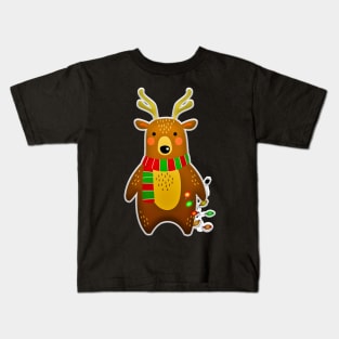 Merry Christmas Bear & Lights Kids T-Shirt